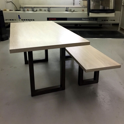 Four door credenza in limed oak with interior lighting and centre drawers